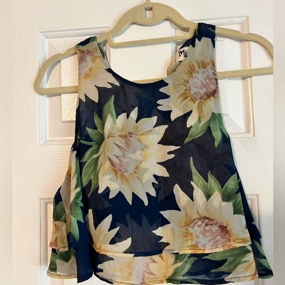 Show Me Your Mumu- Delilah Sunflower Chiffon crop top- S.
